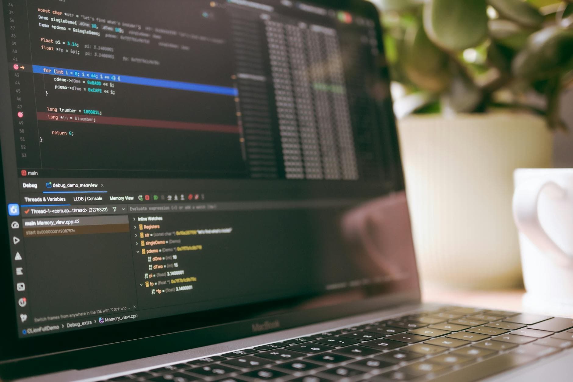 Code editor on a laptop screen