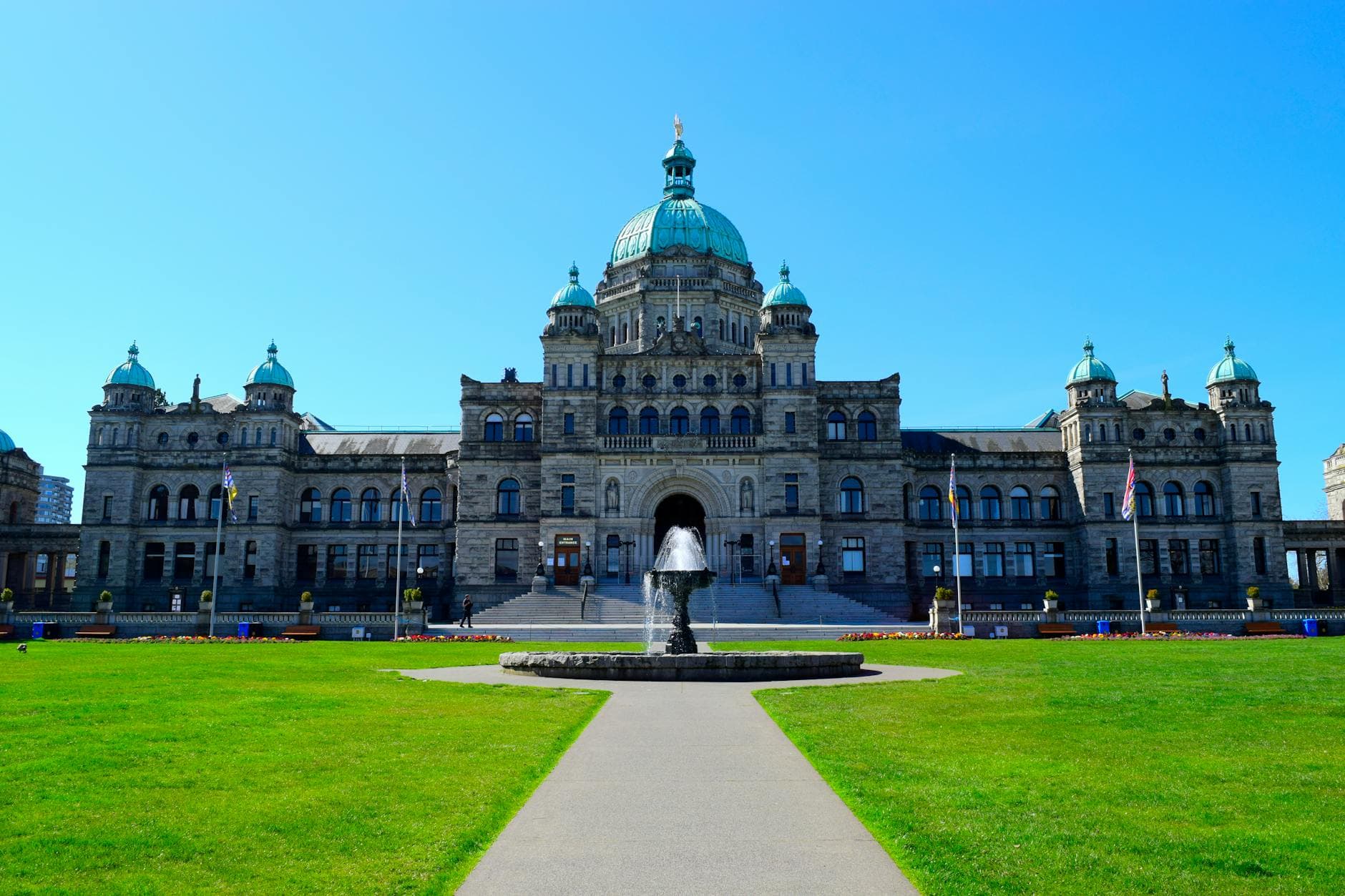 British Columbia Parliament Building under a clear sky