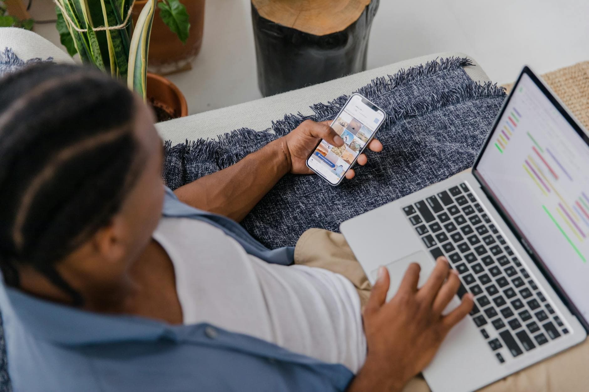 Phone and laptop used for email and SMS marketing