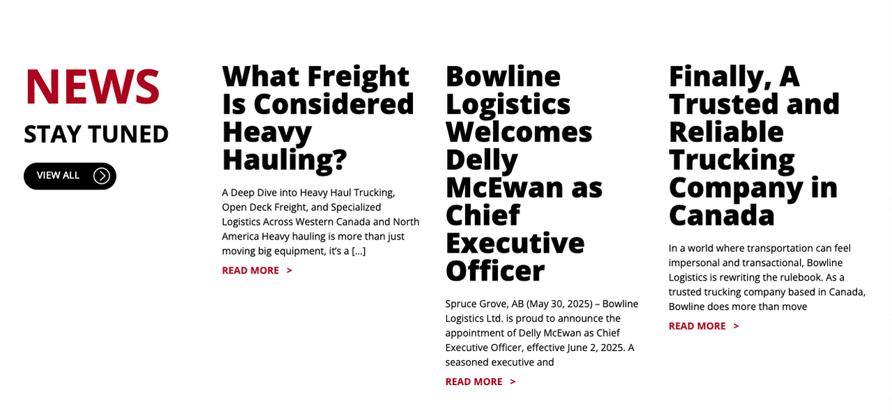 Bowline Logistics website news section